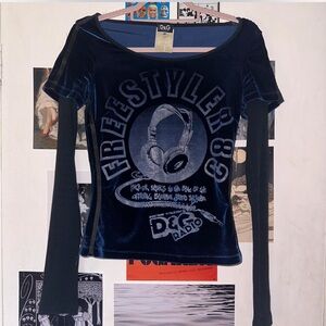Dolce & Gabbana 90's vintage velvet blue top